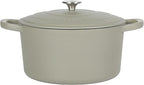 Crock-Pot Artisan 5-Quart Round Cast Iron Dutch Oven with Lid – Matte Green, Durable Oven Safe Cookware