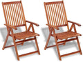 Folding Patio Chairs 2 pcs,Outdoor Lounge Chair,Portable Camping Chair,Bistro Table and Chairs Outdoor,Easy Storage and Transport,for Balcony/Garden/Backyard, Solid Acacia Wood Brown