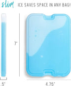 Cool Coolers by Fit & Fresh 4 Pack XL Slim Ice Packs, Quick Freeze Space Saving Reusable Ice Packs for Lunch Boxes or Coolers, Blue, 239ICE, 4 count (Pack of 1)