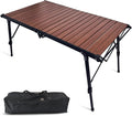 Folding Camping Table Aluminum Heavy Duty Adjustable Height Foldable Table 4FT, Max Loads UP 110LBS, Lightweight Portable with Carry Bag for Car Travel, Indoor & Outdoor Picnic BBQ Backyards Beach