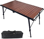 Folding Camping Table Aluminum Heavy Duty Adjustable Height Foldable Table 4FT, Max Loads UP 110LBS, Lightweight Portable with Carry Bag for Car Travel, Indoor & Outdoor Picnic BBQ Backyards Beach