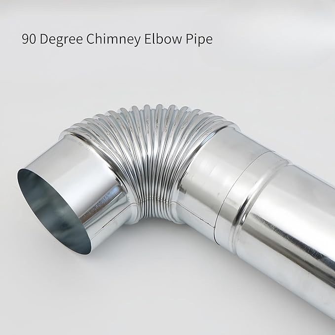 2PCS 2.36 Inch 90 Degree Stainless Steel Chimney Elbow for Outdoor Wood Stove, Camping Stove Accessories