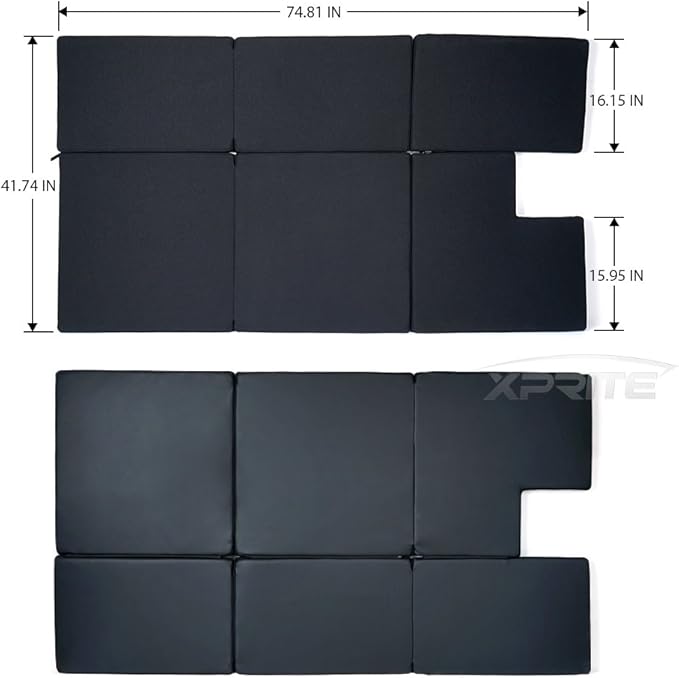 Xprite Black Mattress Sleeping Camping Bed Pad Platform, NitePad Sand Premium 1.6-inch Thick Portable Trunk Cushion Compatible with 2018-2026 Jeep Wrangler JL