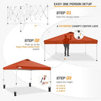 EAGLE PEAK Pop Up Canopy Tent with Wheeled Carry Bag, 8 Stakes, 4 Ropes, 4 Weight Bags, Easy Set Up Tent Canopy, 10x10 ft, 100sqft of Shade, Brick Red