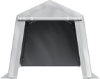 VEVOR Outdoor Storage Shed, 8 x 14 ft Portable Storage Tent with Roll-up Door & Vents, Waterproof Canopy Shed Shelter, Heavy Duty Frame, Patio Garage Carport for Motorcycle, Lawn Mower, Bike, Grey