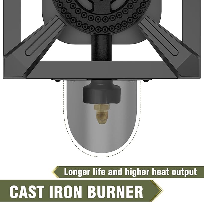 BESTFIRE Propane Burner, 100,000 BTUs High Pressure Single Propane Stove - Heat Shield and Guard, 4.1ft Adjustable Hose with Regulator, Gas Stove for Outdoor Cooking, Turkey Fry, Seafood Boil