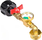 Propane Refill Adapter for 1 lb Tanks, 20lb to 1lb Converter with Gauge Valve, Brass Elbow Propane Tank Refill Adapter for BBQ Grill Stove Camping