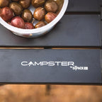 Campster Folding Camping Table - Lightweight and Sturdy Foldable Table for Outdoor Adventures, BBQ, and Picnics - Portable Reinforced Hinged Design with Anti-Slip Leg Caps - Black