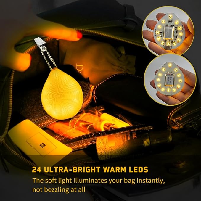 Tubasion 2-in-1 Purse Light with Clip & Hook, USB-C Rechargeable Handbag Light, Ultra Bright Bag Lights for Purses, Upgraded Automatic Sensor Purse Must Haves Accessories Gift for Women Girls