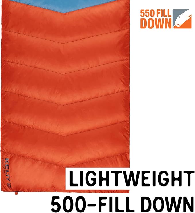Kelty Galactic Down 30 Degree Sleeping Bag, 550 Fill Power RDS Trackable Down, Backpacking and Camping, Zip Together for 2P Sleeping Bag