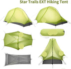 Hiking Tent 1-2 People Outdoor Travel Overnight Backpacking Ultralight 10D Nylon