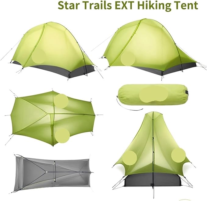 Hiking Tent 1-2 People Outdoor Travel Overnight Backpacking Ultralight 10D Nylon