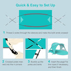 Gorich Beach Tent Sun Shelter with UPF50+ UV Protection for 1-2/3/4-5/6-7 Person, Lightweight & Portable Beach Shade Canopy with 2 Zippered Doors, Easy Setup Family Beach Umbrella