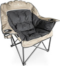 Black Sierra Oversized Camping Chair for Adults – 400 lb Heavy Duty Folding Chair with Cup Holders & Carry Bag