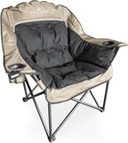 Black Sierra Oversized Camping Chair for Adults – 400 lb Heavy Duty Folding Chair with Cup Holders & Carry Bag