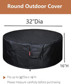 SheeChung Fire Pit Cover Round 32"Dx16"H,Fits 28",30",32" Fire Pit,Waterproof Heavy Duty 600D Polyester Fire Bowl Cover,Outdoor Gas Table firepit Cover Weather Resistant
