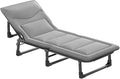 Folding Bed with Mattress Queen 3 in 1 Folding Camping Cot Bed 4 Positions Adjustable Patio Chaise Lounge Chair for Bedroom Pool Patio,E-190 * 75 * 30cm