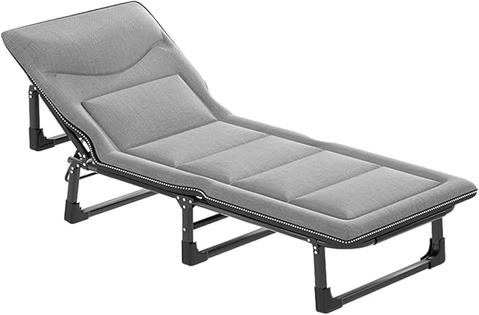 Folding Bed with Mattress Queen 3 in 1 Folding Camping Cot Bed 4 Positions Adjustable Patio Chaise Lounge Chair for Bedroom Pool Patio,E-190 * 68 * 30cm