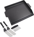 Universal Cast Iron Cooking Griddle for Gas Grill, 18.6" x 14" Nonstick Coating Griddle Flat Top Plate for Charcoal Grill, Stove Oven, Electric with Knife and Spatula Set