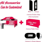 Custom Canopy Tent 10x20 with Logo, Personalized Pop Up Vendor Tent Business Tents for Trade Show Events Advertising, Nano Fabric Water Repellent Heavy Duty