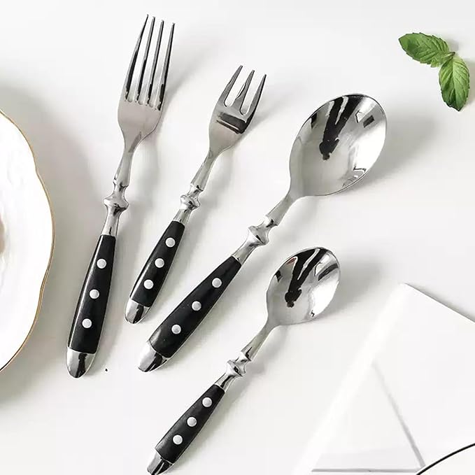 Durable 48 Piece Cutlery Set for 8 with Riveted Handles,Stainless Steel,Dishwasher Safe, Ideal for Camping, Hotels,Home