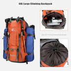 Bseash 60L Waterproof Hiking Camping Backpack with Rain Cover, Large Outdoor Sport Travel Daypack Rucksack for Climbing
