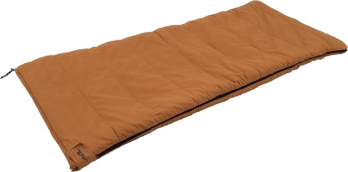 ALPS OutdoorZ Redwood -10°F Flannel-Lined Sleeping Bag with Cotton Canvas Shell, Heavy-Duty Zippers, Oversized Rectangle Design, Cold Weather Camping & Hunting Gear