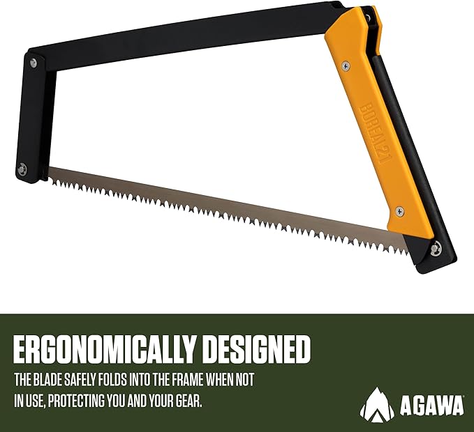 AGAWA - BOREAL21-21 Inch Folding Saw with All-Purpose Saw Blade - Camping Gear For Hiking, Fishing, Hunting, Bushcraft & Survival Kit (Black Frame/Yellow Handle)