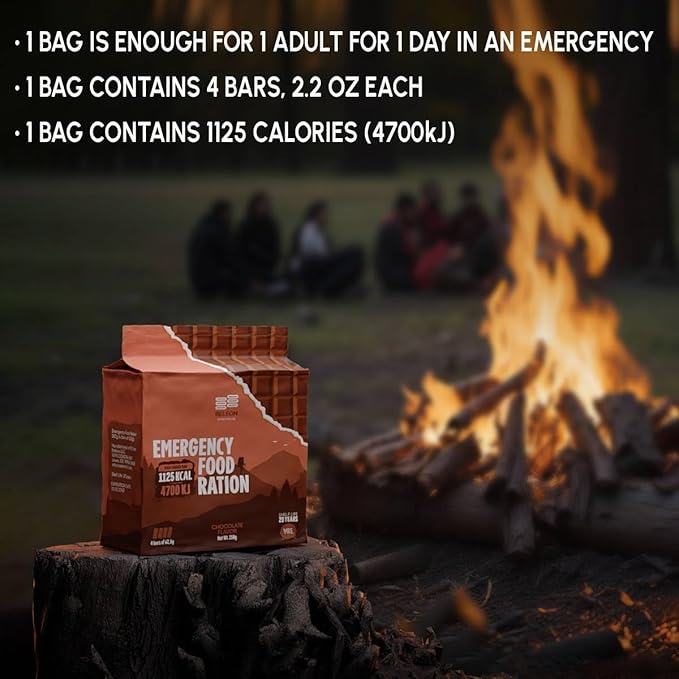 Emergency Food Supply - Chocolate Survival Ration - 20 Years Shelf Life - 1 Day