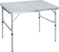 Aluminum Folding Table 4 Foot, Adjustable Height Lightweight Portable Camping Table for Picnic Beach Outdoor Indoor, White 48 x 24 inches