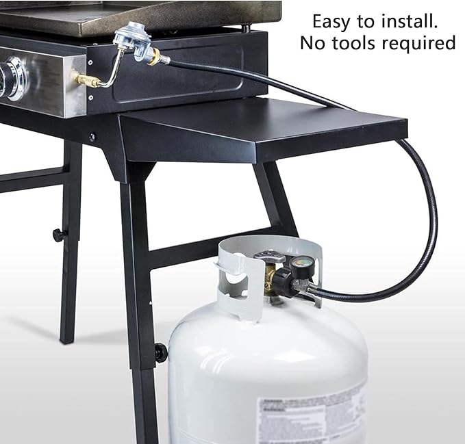 ATKKE Propane Hose Adapter 1lb to 20lb with Gauge, 8FT Propane Tank Grill Adapter Converter for Weber Q Grill, Mr. Heat Propane Heat, Blackstone 17/22‘’ Griddle, Coleman Camping Stove and More