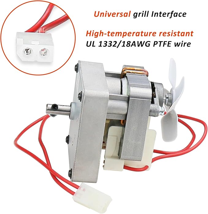 Upgraded 2.0 RPM Auger Motor Replacement for Traeger, Pit Boss Wood Pellet Grills, Camp Chef, Oklahoma Joe's, Cuisinart Wood Creek and Z Grills, Universal Auger Motor 120V, 60Hz, 2 Pole