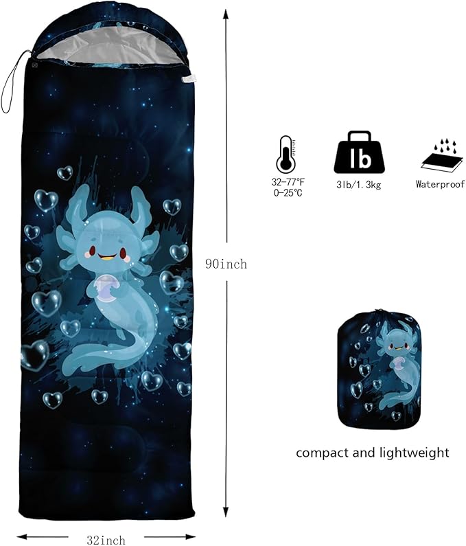 HOSIMA Dear Hunting Pattern Cold Weather Sleeping Bags for Kids Adults,Black Light Weight Waterproof Sleeping Bags for Outdoors Hiking.