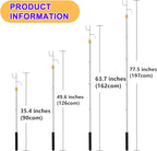Clothes Hook Pole,29-71 Inch Adjustable Extension with Hook Bar.Suitable for Clothes Hanger Rod, Christmas light, Hanging Flowerpot Plants and Bird Feeder, Tent Shelter Camper Canopy (with two hooks)