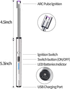 VEHHE USB Lighter, Rechargeable Arc Candle Lighter with LED Battery Display Flexible Neck Lighters Long for Grill Candles Gas Stoves Camping Barbecue