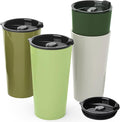 4 Pack Plastic Travel Coffee Mug Set, 20 oz Spill Proof Drinking Cups with Lids, Pobtable to Go Camping Coffee Tumbler Reusable Coffee Mugs with Lids, Dishwasher & Microwave Safe