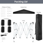 COBIZI Canopy 10x10 Pop Up Canopy Tent Party Tents for Parties Weddings Backyard Waterproof Canopy Outdoor Commercial Canopy Event Tent with Stakes, Ropes, Sandbags, Black