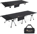 MOON LENCE Height Adjustable Camping Cot - Supports 330 lbs, Portable Folding Bed with Leg Extenders for Camping, Hiking, Sleeping, 1 Pack, Black