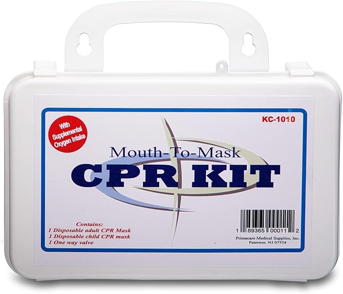 NOVAMEDIC First Aid CPR Mask Kit for Adult, Child and Infant, 8.3”x5”x”3.1”, Detachable Single Valve Pocket Resuscitator with Hard Case, Wall Mount and Vinyl Gloves