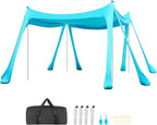 VEVOR Beach Tent Sun Shelter, UPF50+ Sun Protection, 6.6 ft Tall, 10 x 10 ft, Easy Pop Up Beach Canopy with Sandbags, Stability Poles, Sand Shovels, Portable Shade for Family, Camping, Fishing, Green