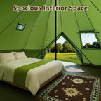 Bell Yurt Tent with Stove Jack, Waterproof Luxury 4 Season Tent 420D Oxford Cloth Green Glamping Tents for Family Outdoor Camping, Hunting, Party, All Year Living