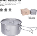 Boundless Voyage Camping Cookware Lightweight Cooking Pot Set Titanium Pot Portable for Outdoor Cooking Traveling Hiking Trekking Backpacking, 1-5 Person