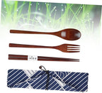 Dinner Forks 3 Pcs Wood Dinner Knife Fork Spoon Wooden Spoons Flatware Set Japanese Cutlery Kit Home Portable Tableware Set