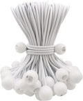 Ball Bungee Cords 50 Pcs, 6 Inch Bungee Cords with Balls, Small Bungee Cords Heavy Duty Outdoor, Bungee Balls for Tarp Tie Down Tarp Camping Tents (White)