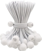 Ball Bungee Cords 50 Pcs, 6 Inch Bungee Cords with Balls, Small Bungee Cords Heavy Duty Outdoor, Bungee Balls for Tarp Tie Down Tarp Camping Tents (White)
