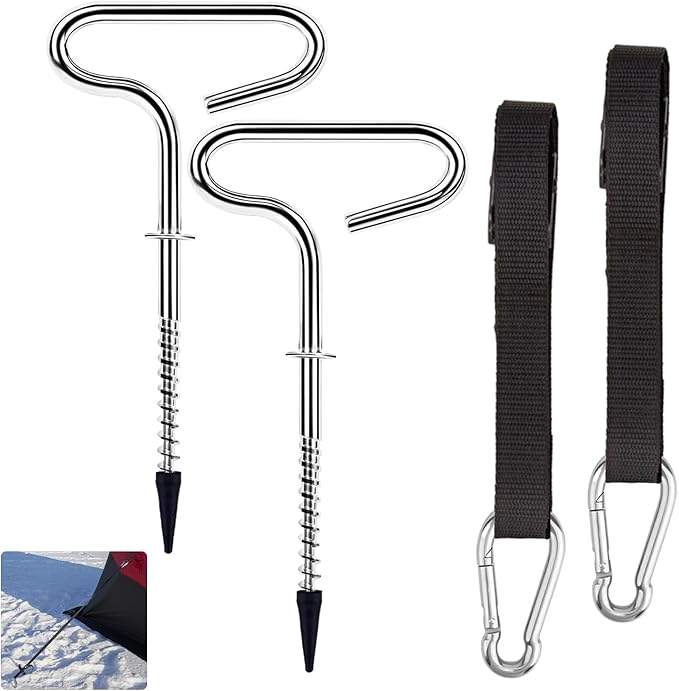 Deluxe Shelter Tie Down Kit 24260 Fit for Eskimo Ice Fishing Tent, Ice Shelter Anchors Accessories for Setting Up Shelter Shanty - Includes 2 Cam Straps & 2 Self-tapping Ice Anchors with Strong Grip