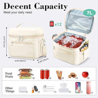 DALINDA Lunch Bag Cooler Bag Lunch Box for Women Men, Insulated Leak Proof LunchBox Lightweight for Picnic,Grocery,Beach,Camping,Travel,Work,Light Beige Cream