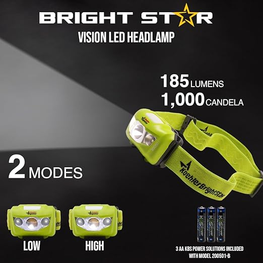 BRIGHT STAR LED Headlamp – Intrinsically Safe, Hands‑Free Safety Headlight, IPX4 Water‑Resistant, Multi‑Mode LED, 120+ Hour Runtime, Emergency Headlamp with Batteries Included