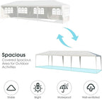 Tangkula 10x30 Ft Canopy Tent, Heavy Duty Party Tent with 5 Removable Sidewalls, Wind Ropes, Ground Stakes, Outdoor White Wedding Tents for Parties, Events, Backyard