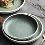 Camping Plates Round Ceramic Western Food Plate Deep Dish Home Cold Dish Plate Hotel Restaurant Tableware Decorative Plate(9.2inch)